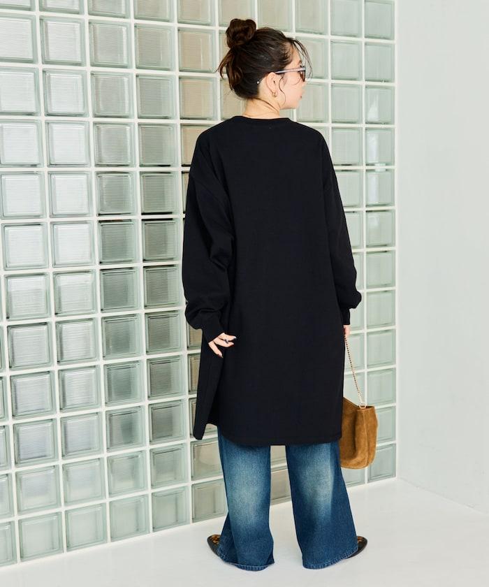 寬鬆版型長袖T恤迷你連衣裙