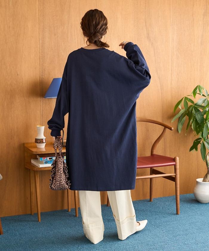 寬鬆版型長袖T恤迷你連衣裙