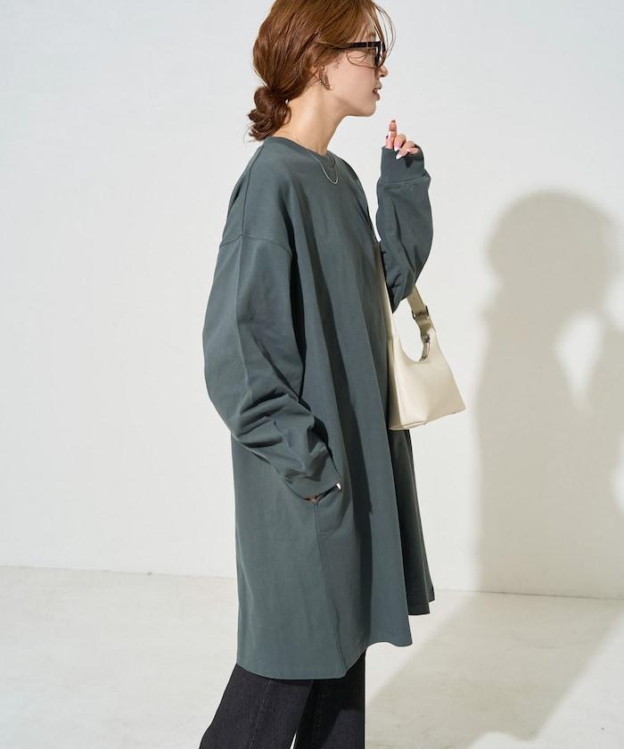 寬鬆版型長袖T恤迷你連衣裙