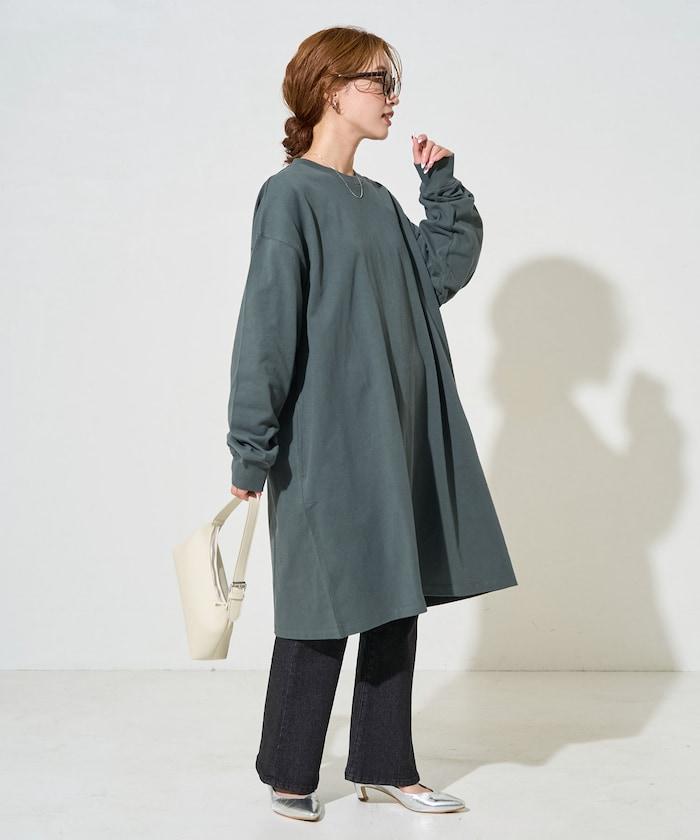 寬鬆版型長袖T恤迷你連衣裙