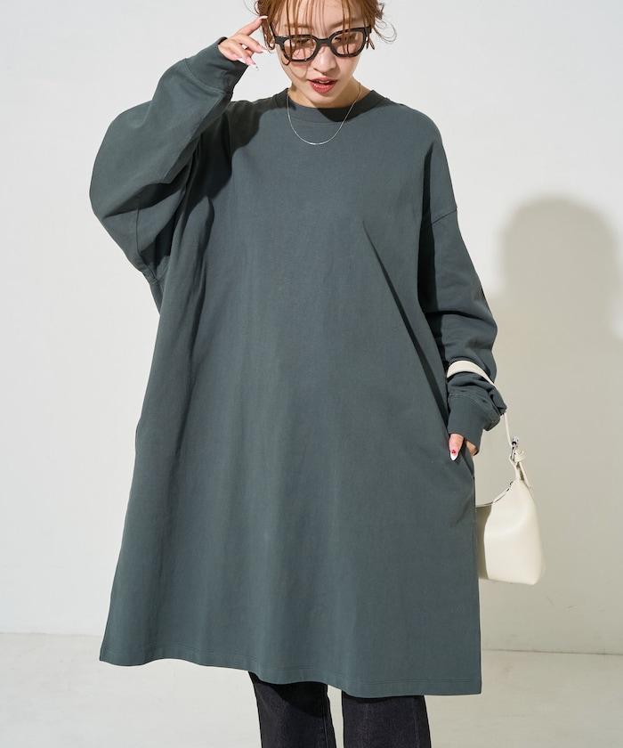 寬鬆版型長袖T恤迷你連衣裙