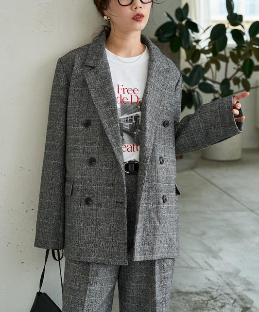 人字紋格子西裝外套(可搭配套裝)