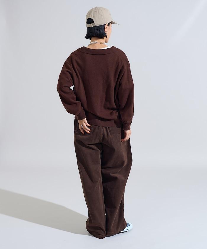 可機洗羊毛混紡翻領針織衫