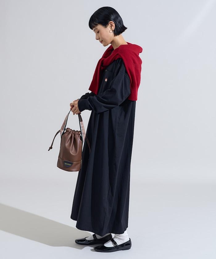 特別款亨利領長袖連衣裙