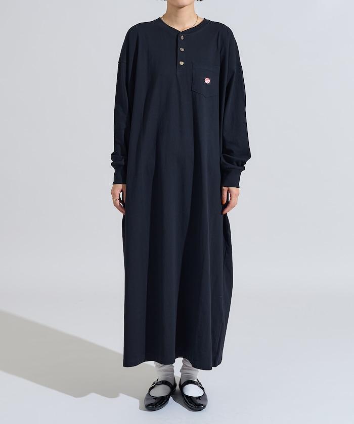 特別款亨利領長袖連衣裙