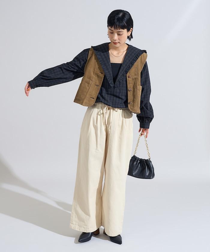 特別 褶皺包袋 燈芯絨馬甲