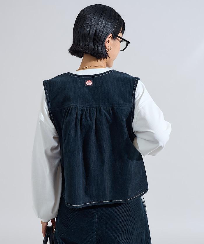 特別 褶皺包袋 燈芯絨馬甲