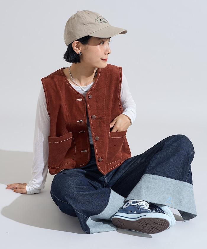 特別 褶皺包袋 燈芯絨馬甲