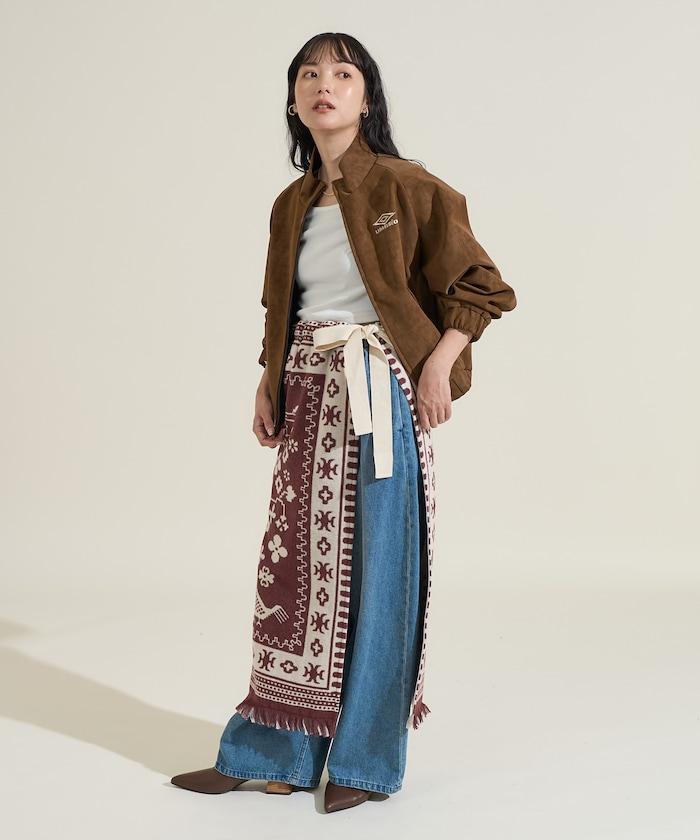 毛毯改造風格裹身半身裙<可搭配套裝>