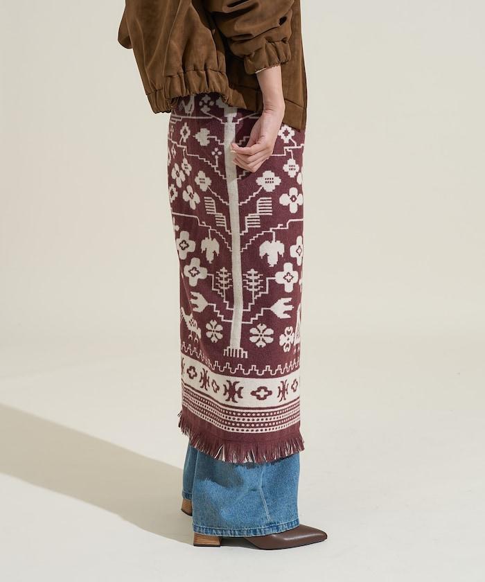 毛毯改造風格裹身半身裙<可搭配套裝>