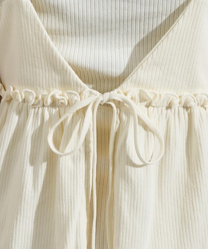 【套裝商品】軍風羅紋2WAY吊帶背心T恤套裝