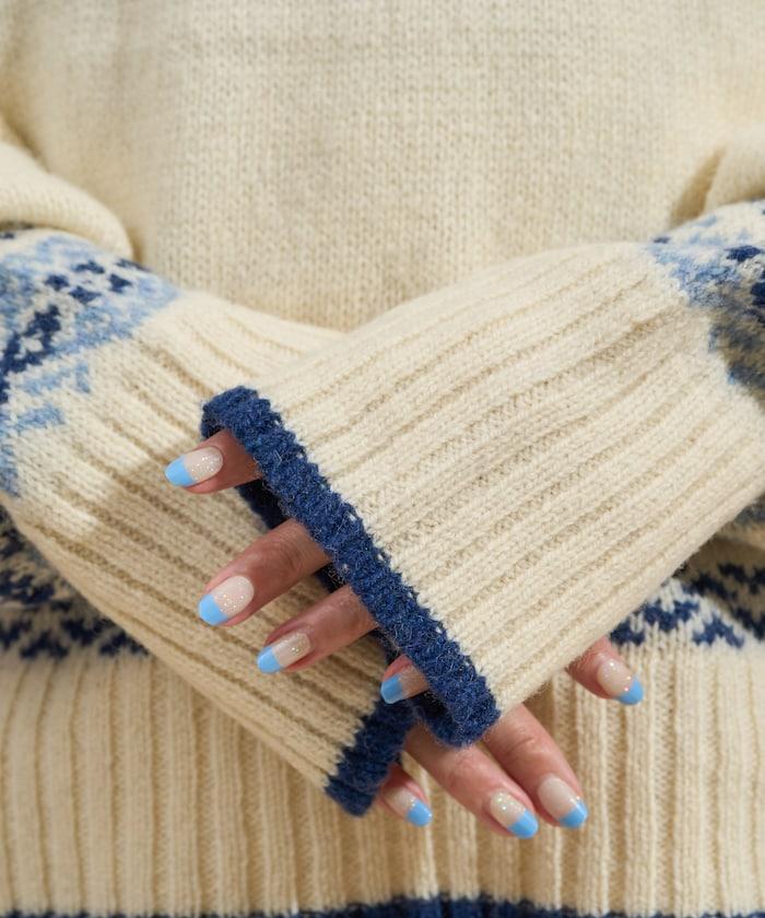 羊毛提洛爾風格背部蝴蝶結V領針織衫