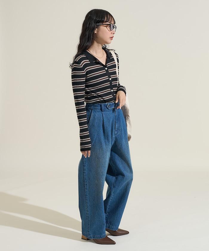 可水洗多色條紋針織POLO衫