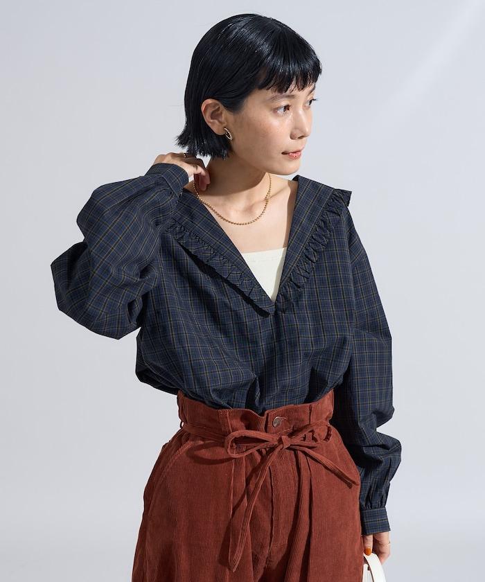 格紋水手領襯衫