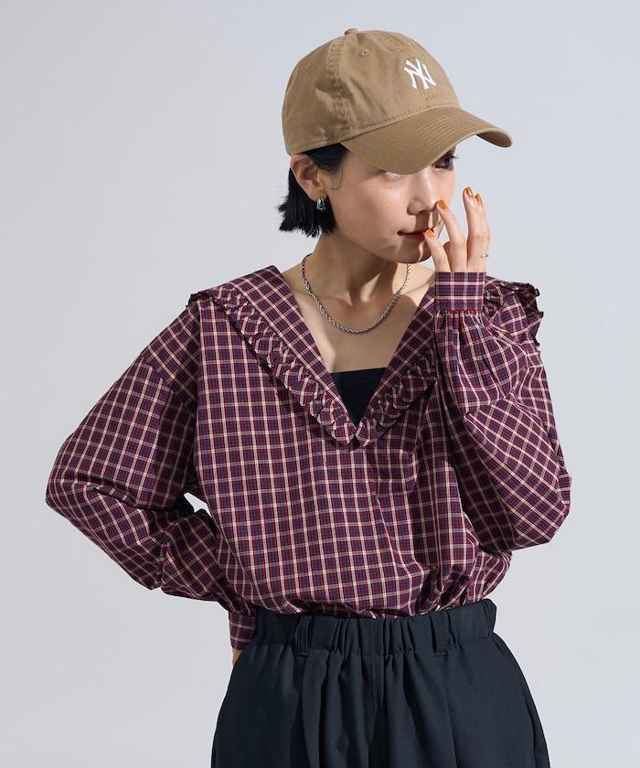 格紋水手領襯衫