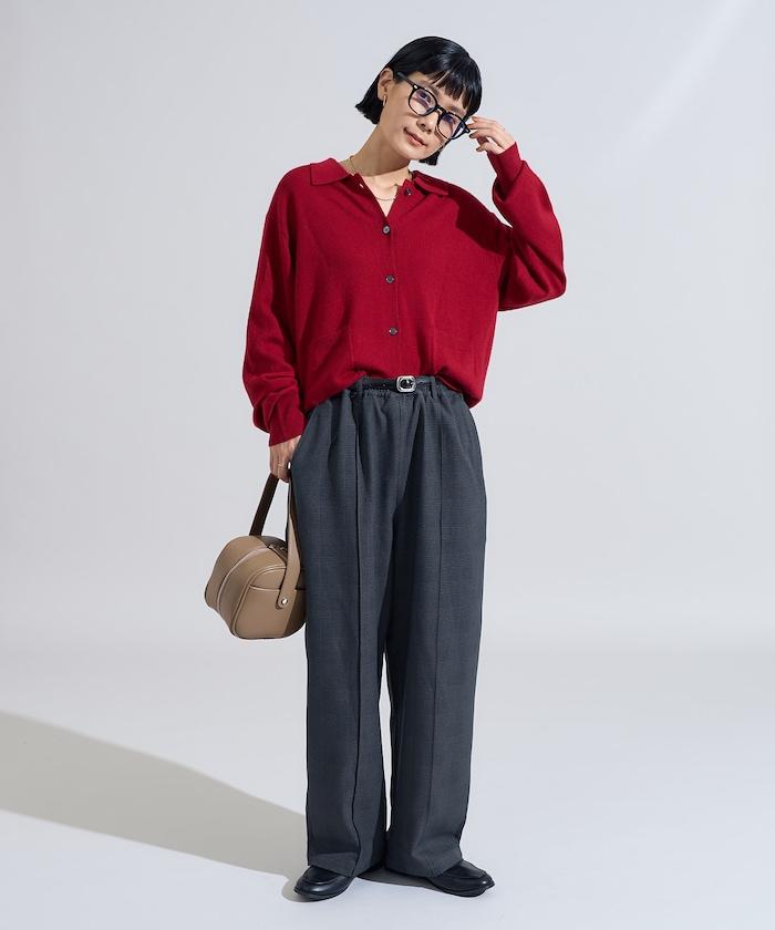 可機洗羊毛混紡翻領針織衫