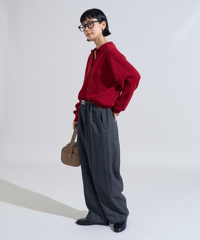 可機洗羊毛混紡翻領針織衫