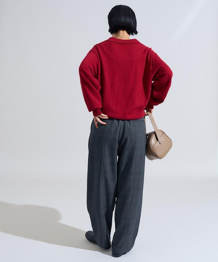 可機洗羊毛混紡翻領針織衫