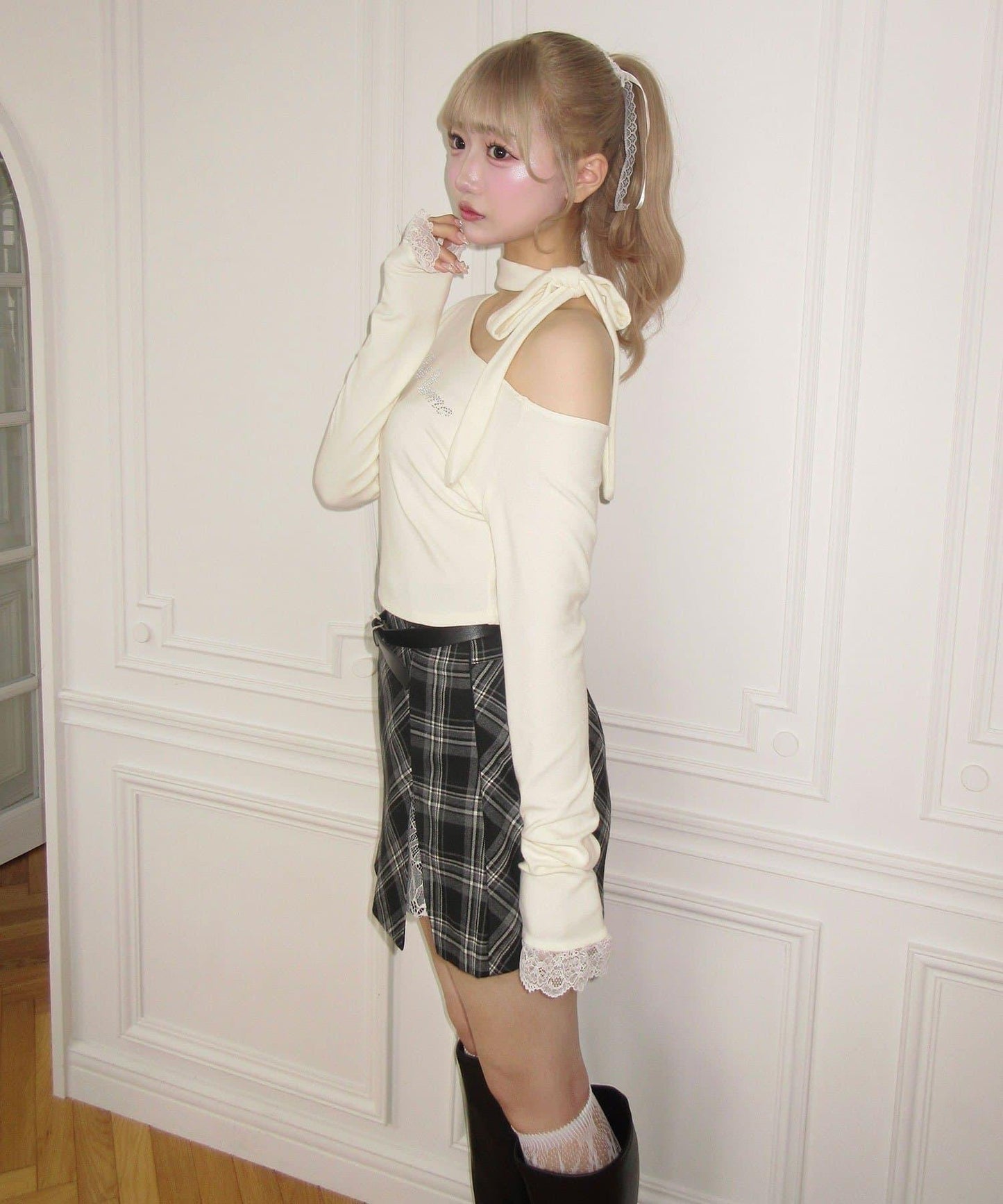 【Belle Charme】水鑽字母蝴蝶結T恤