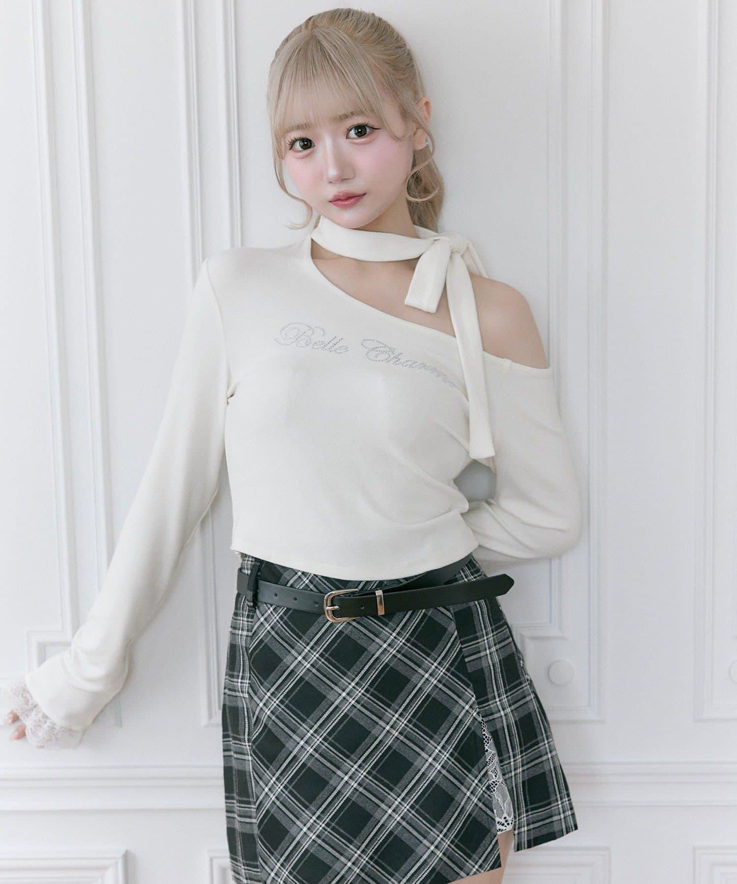 【Belle Charme】蕾絲拼接開叉半身裙