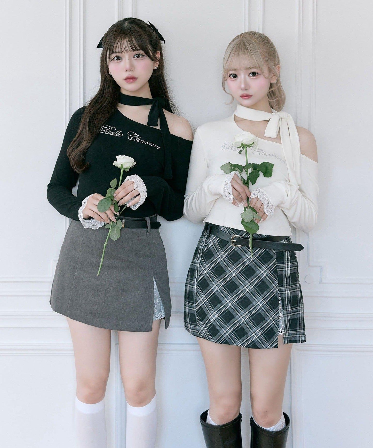 【Belle Charme】蕾絲拼接開叉半身裙