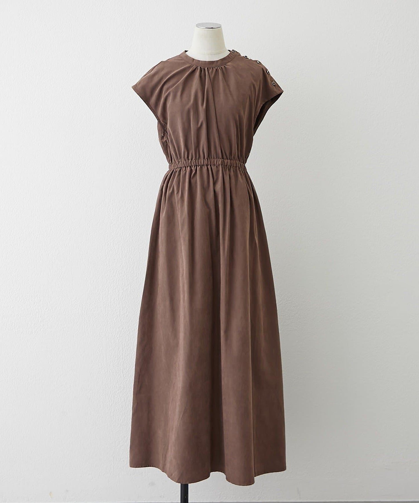 肩部紐扣法式連衣裙