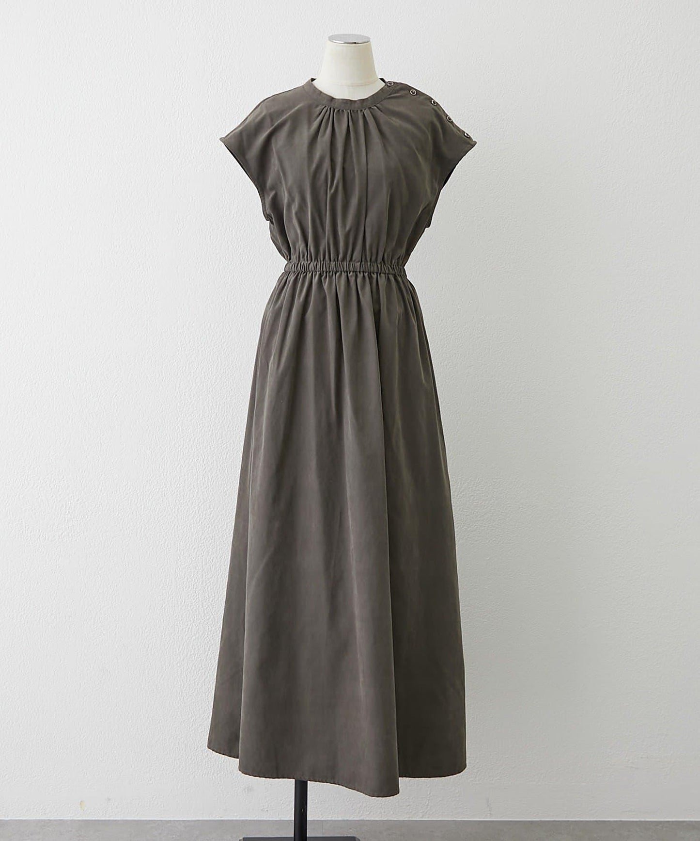 肩部紐扣法式連衣裙