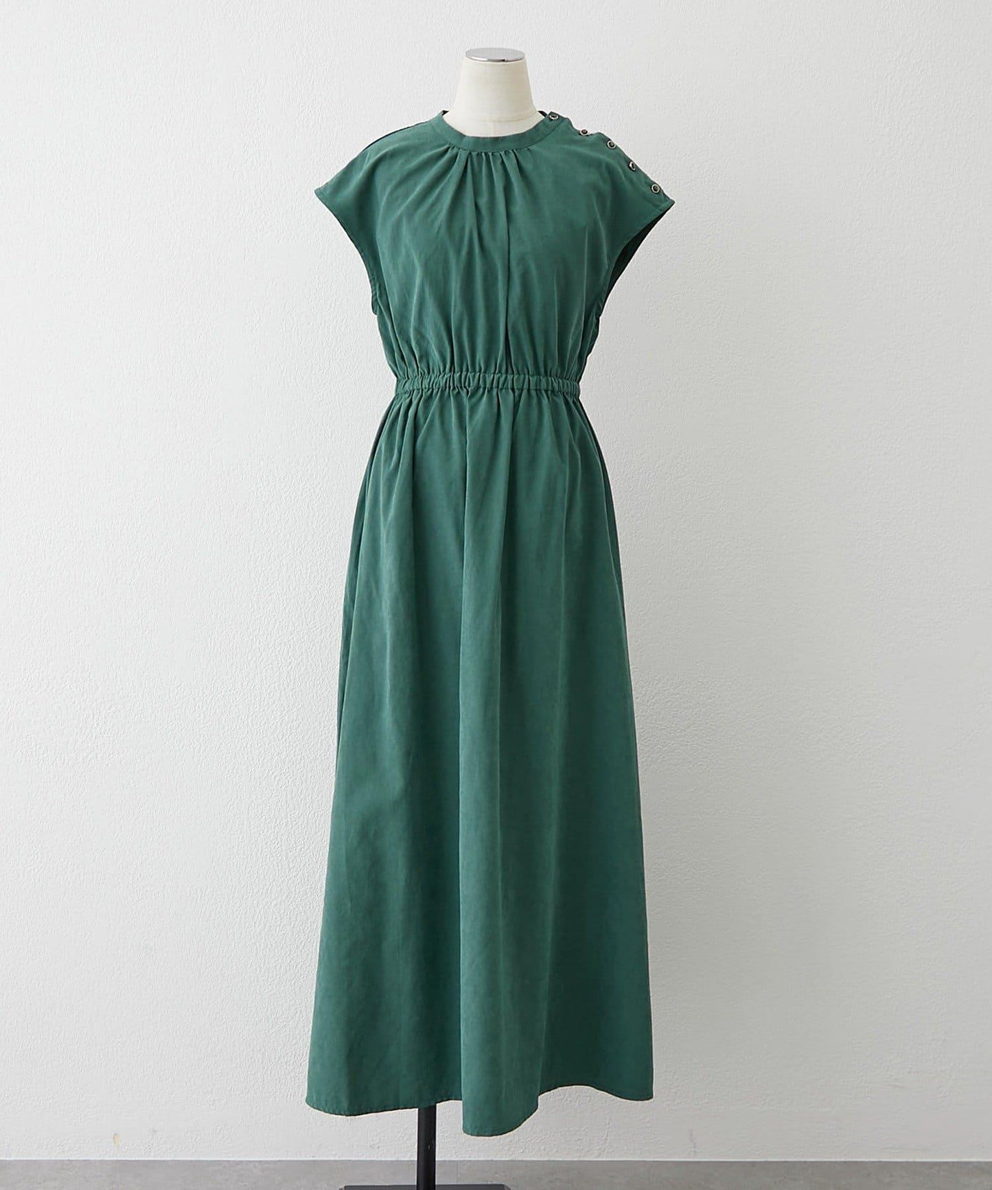 肩部紐扣法式連衣裙