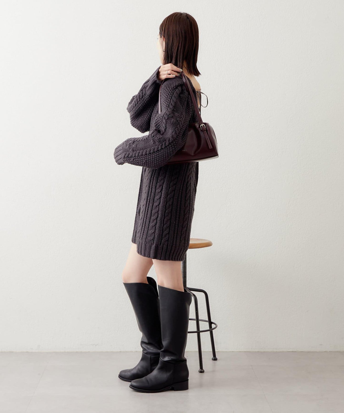 【mystic】麻花針織迷你連衣裙