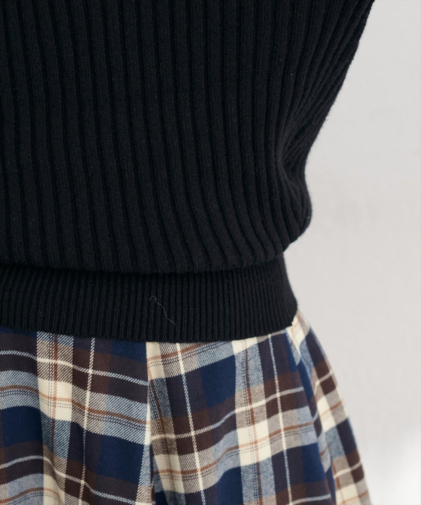 彈力寬條紋泡泡袖針織衫