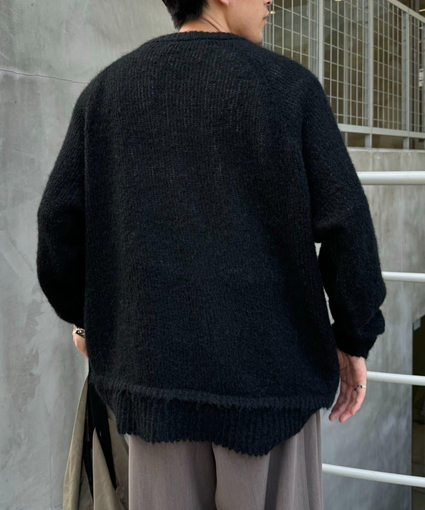 仿馬海毛長絨寬鬆版型針織衫