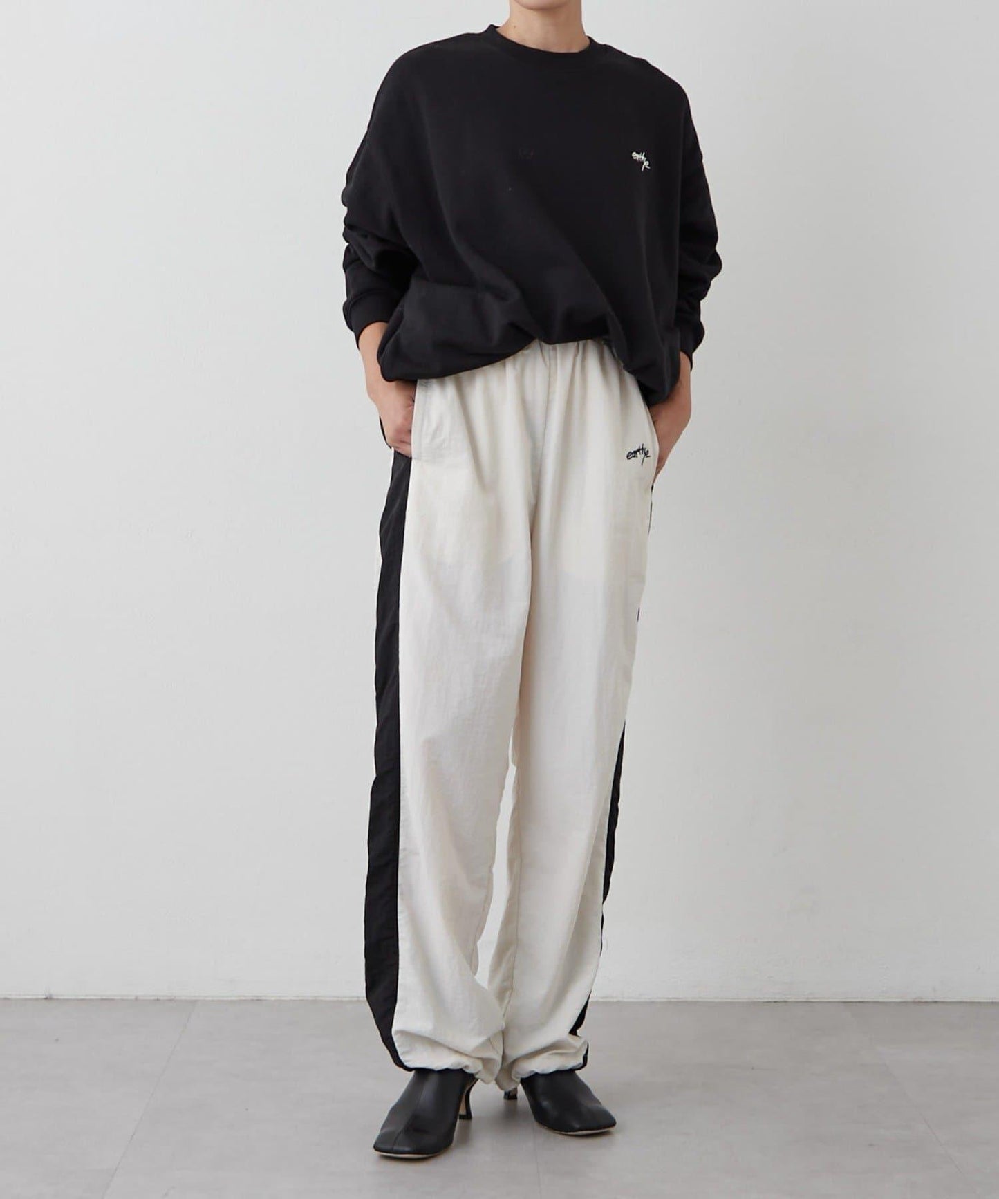 【earthy_】尼龍拼接休閒褲