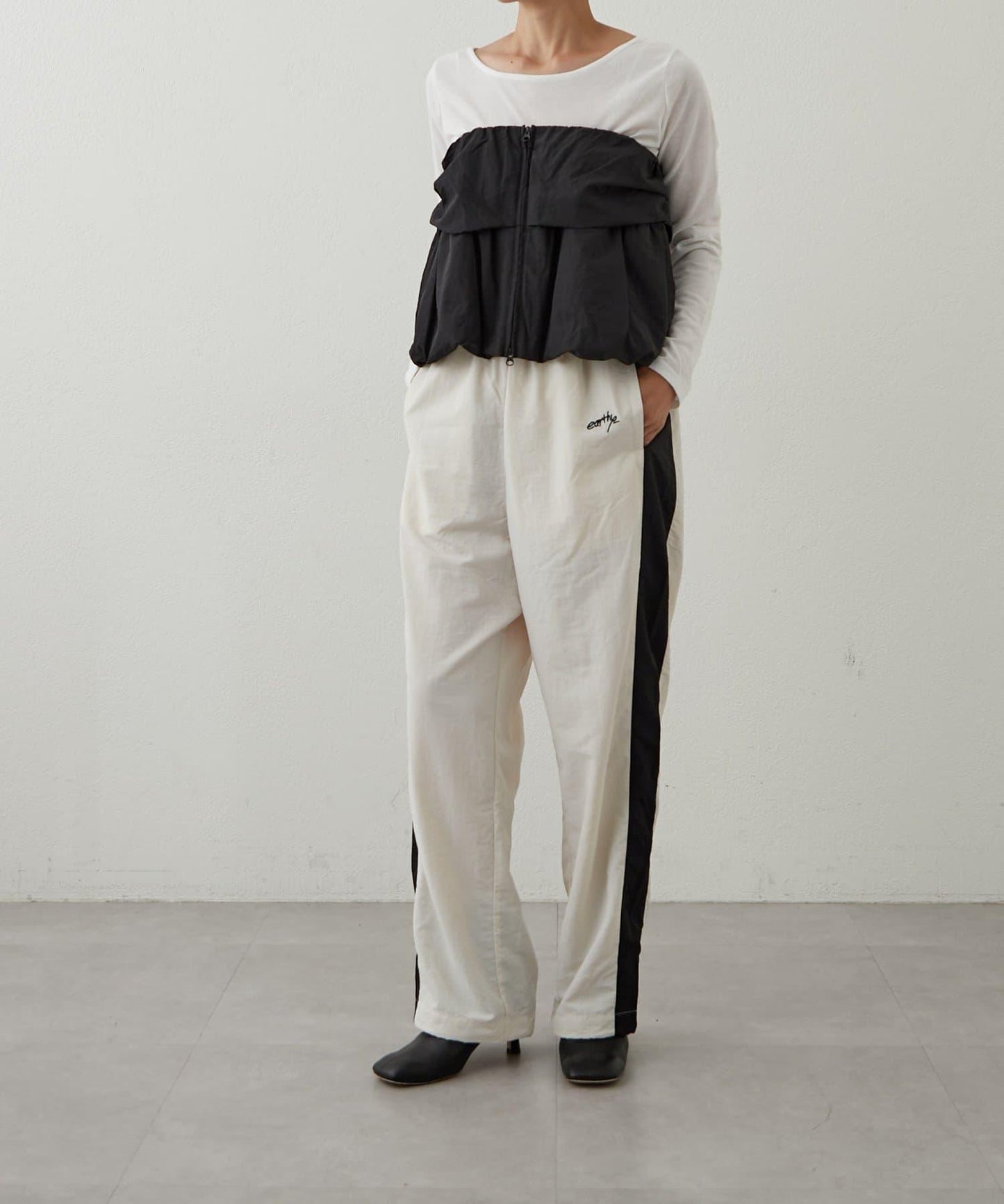 【earthy_】尼龍拼接休閒褲