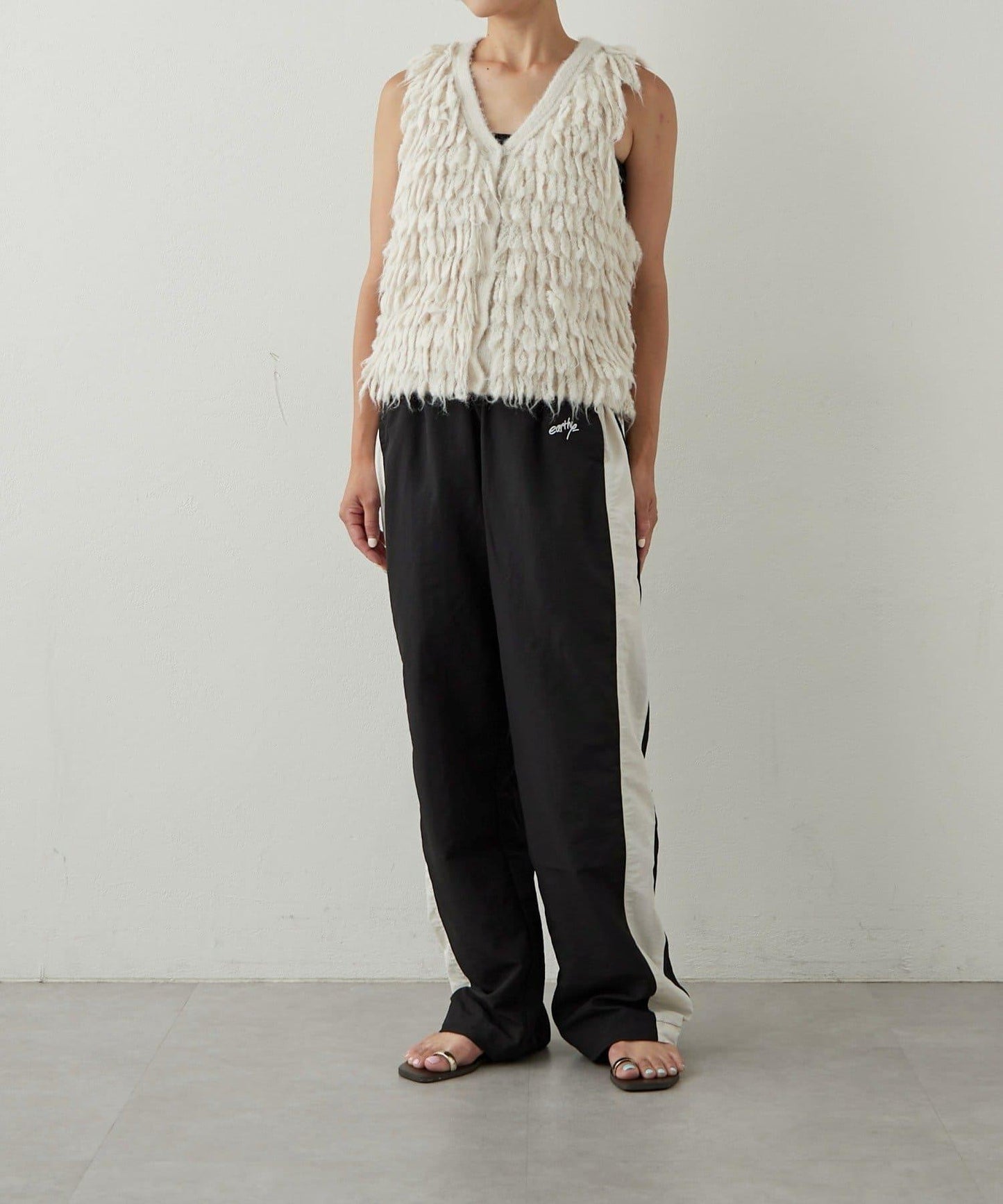 【earthy_】尼龍拼接休閒褲