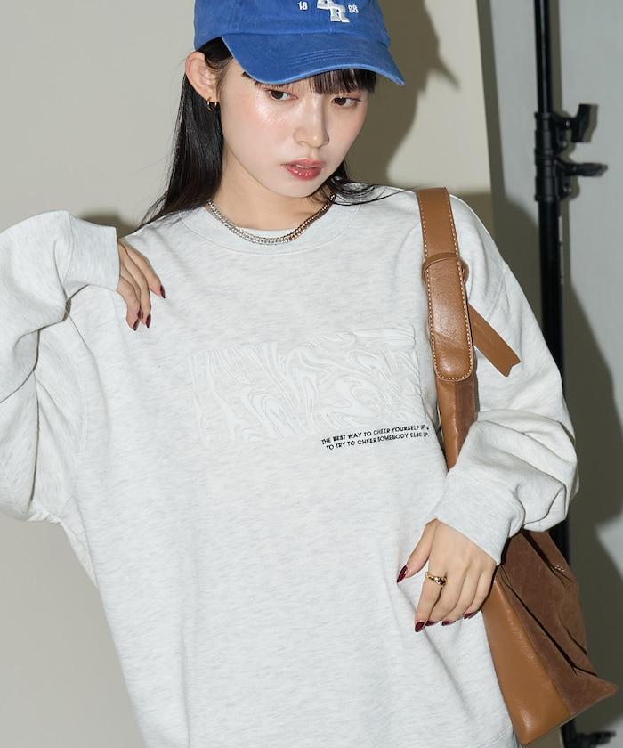 波浪藝術發泡印花圓領衛衣