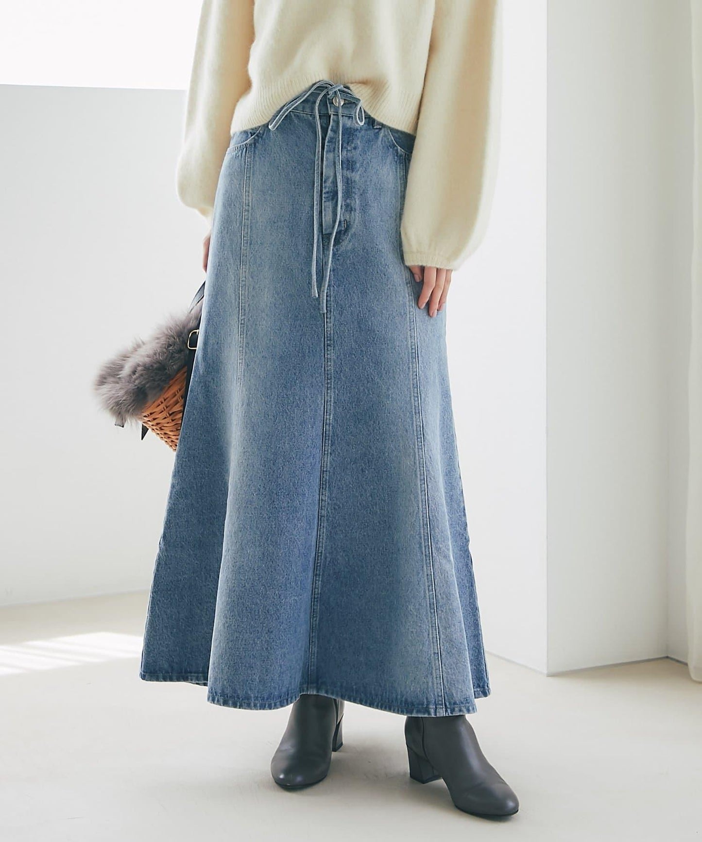 蝴蝶結牛仔美人魚長裙