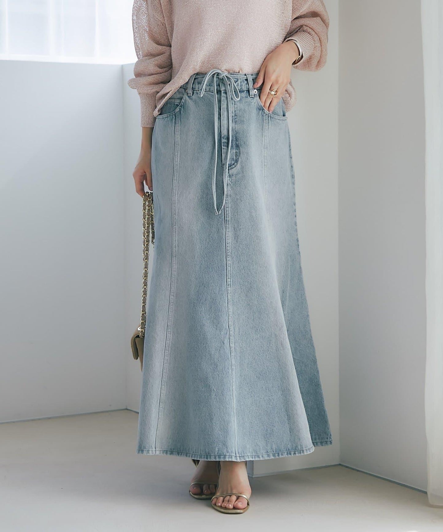 蝴蝶結牛仔美人魚長裙