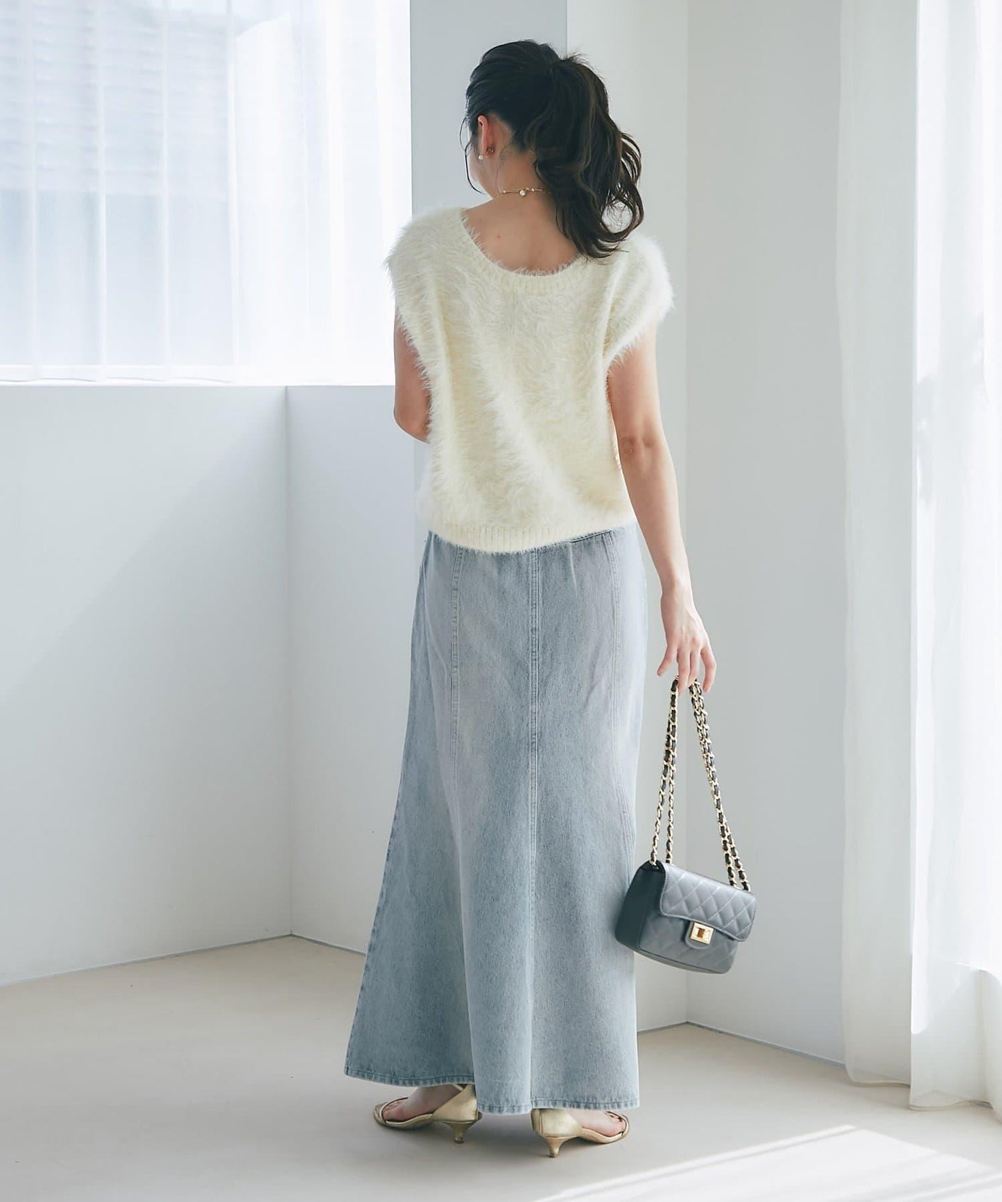 蝴蝶結牛仔美人魚長裙