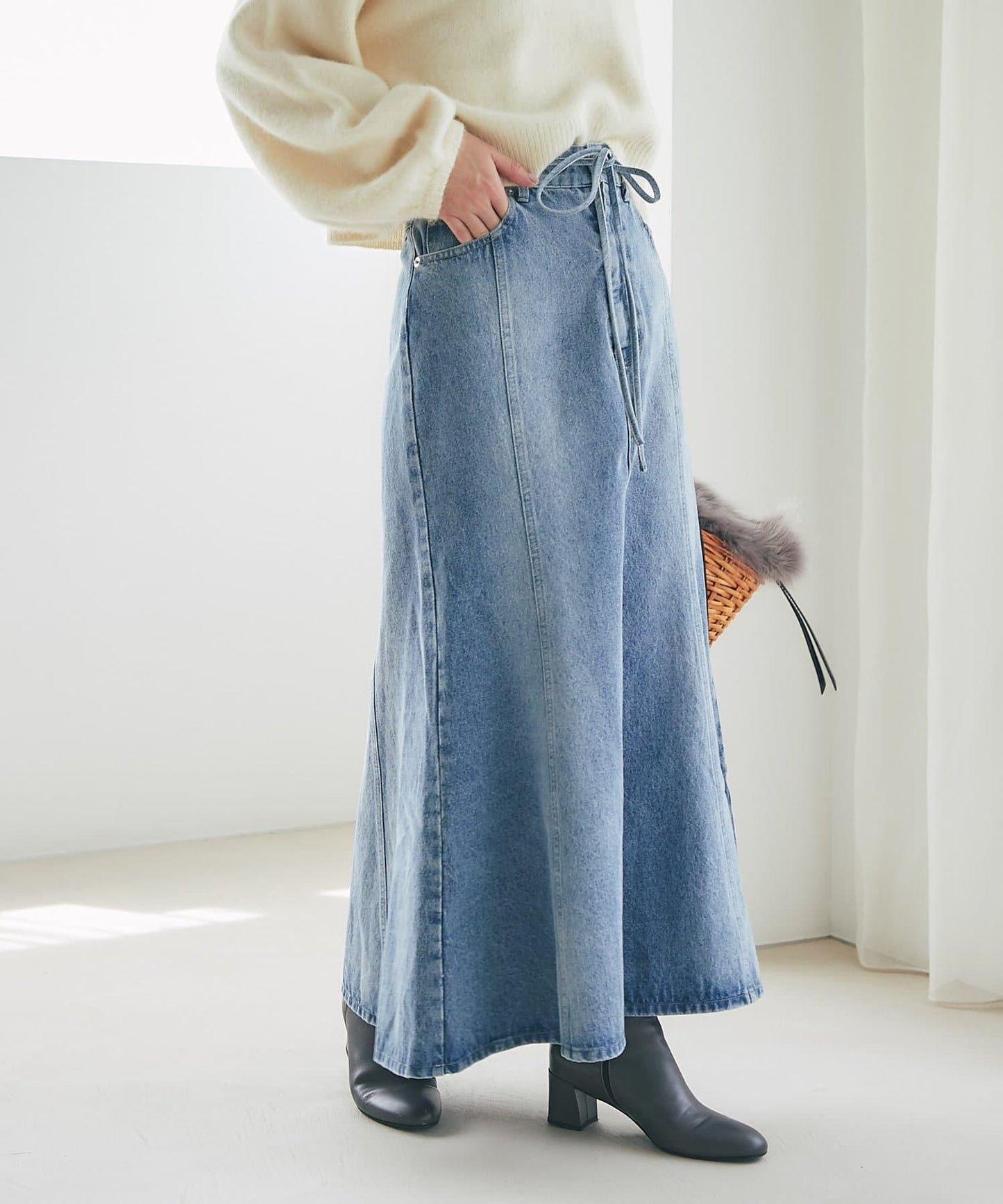 蝴蝶結牛仔美人魚長裙