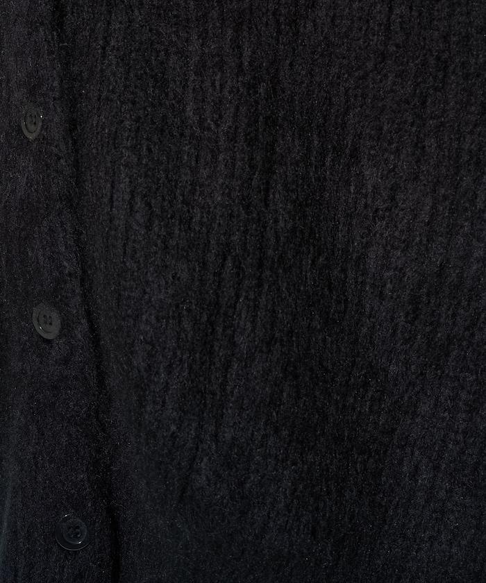 彩色長絨V領針織開衫