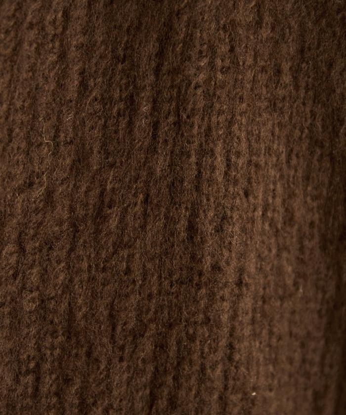 彩色長絨V領針織開衫