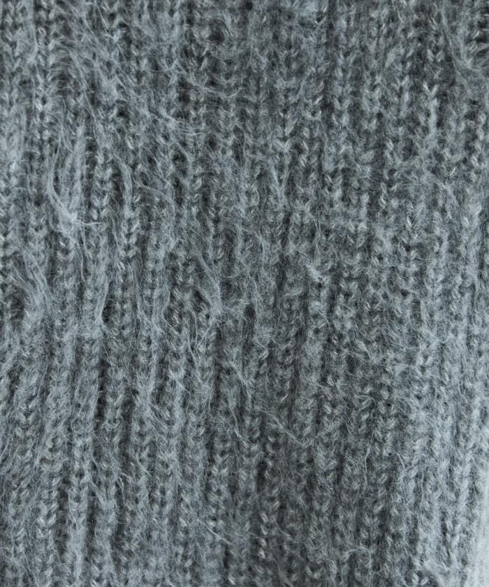 彩色長絨V領針織開衫