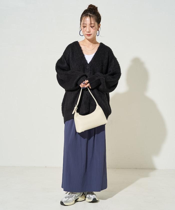 彩色長絨V領針織開衫
