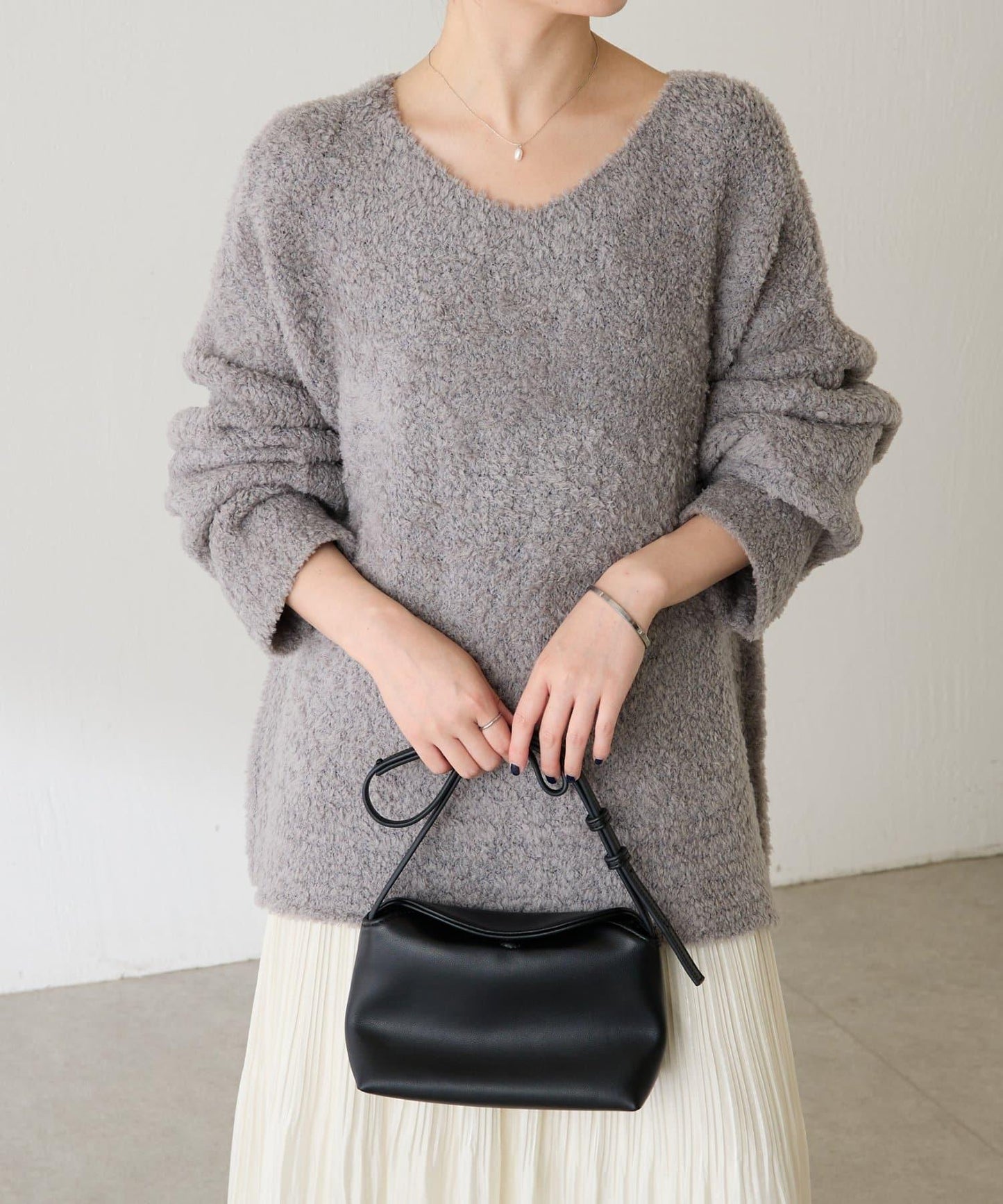 【多場合可穿】羊毛混紡毛圈套頭針織衫