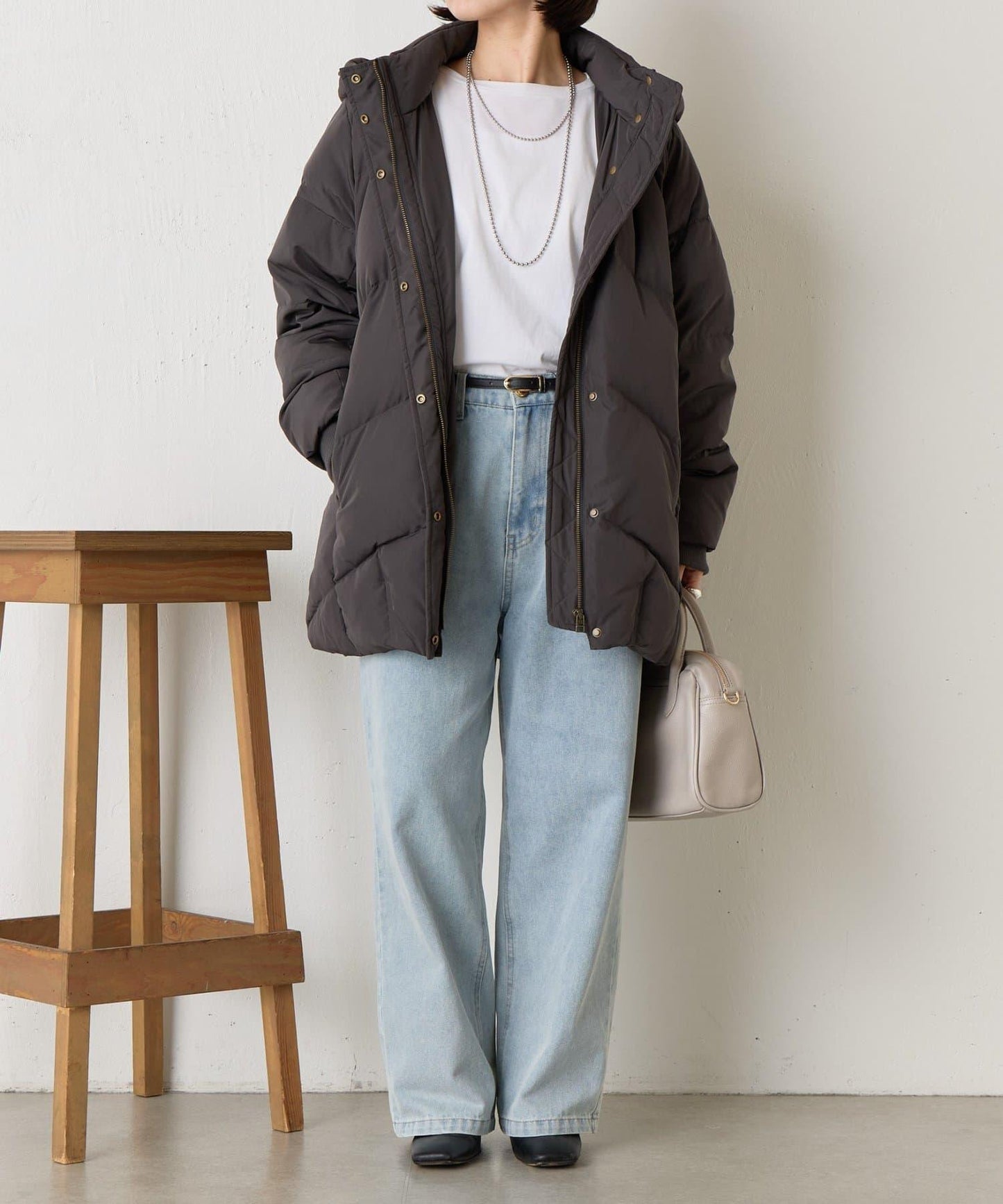 金屬孔眼連帽羽絨服