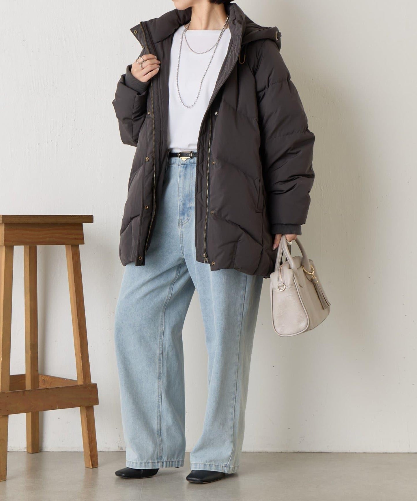 金屬孔眼連帽羽絨服