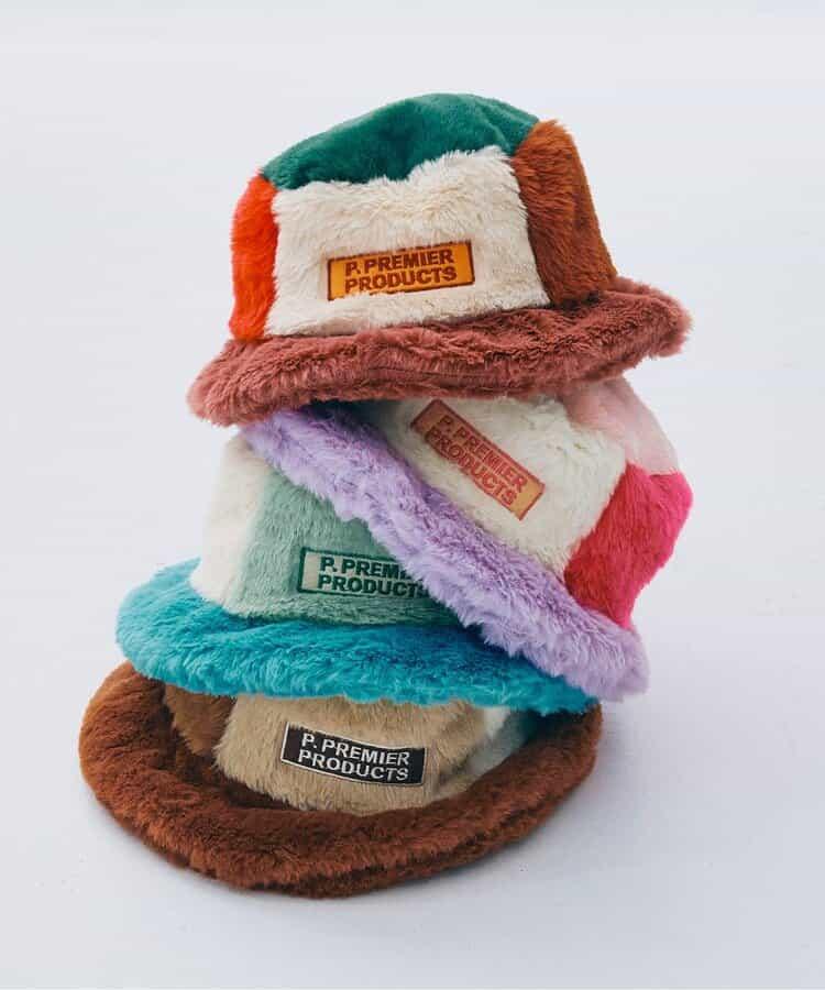多色仿皮草漁夫帽