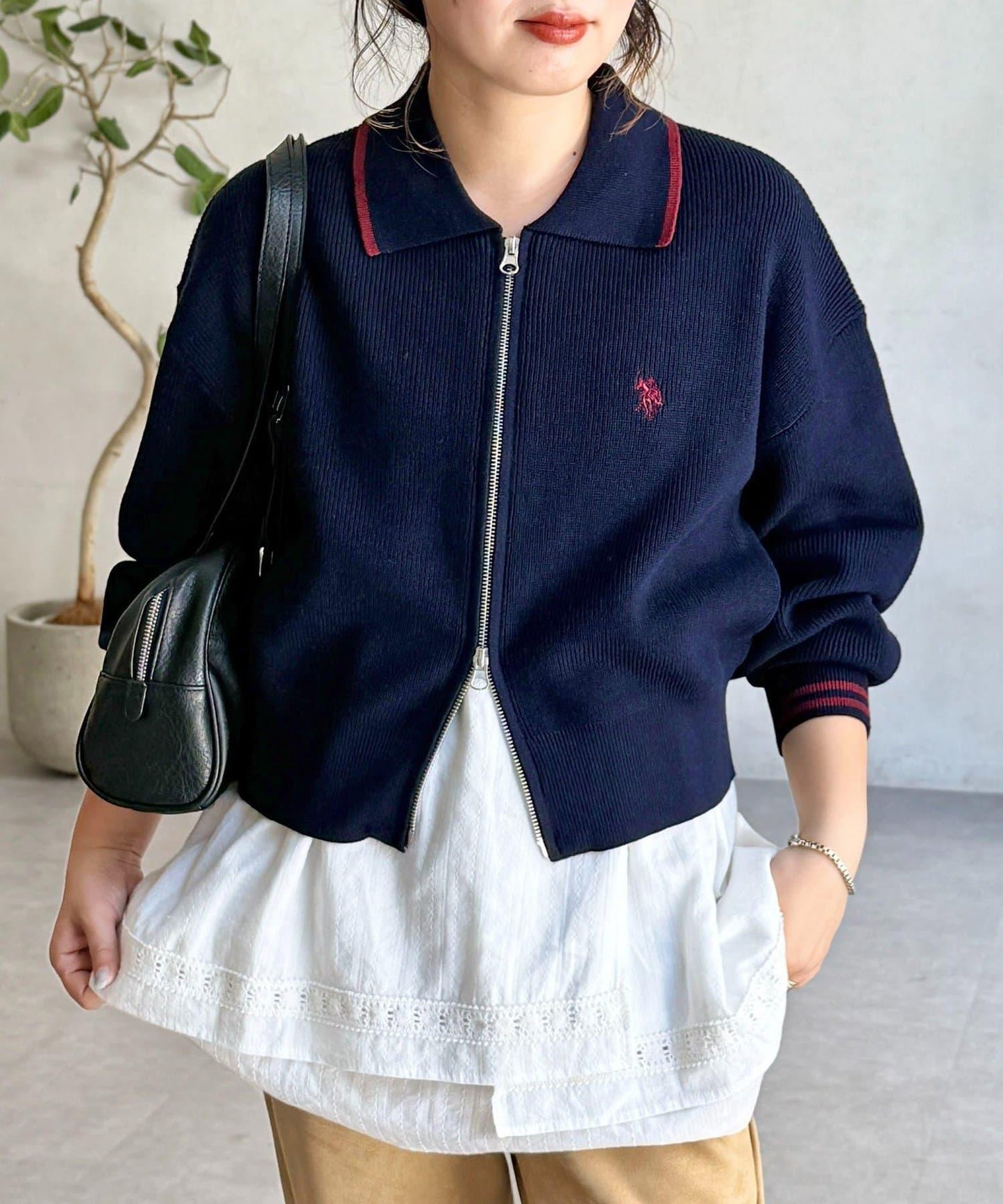 【U.S. POLO ASSN.】帶領拉鍊開衫