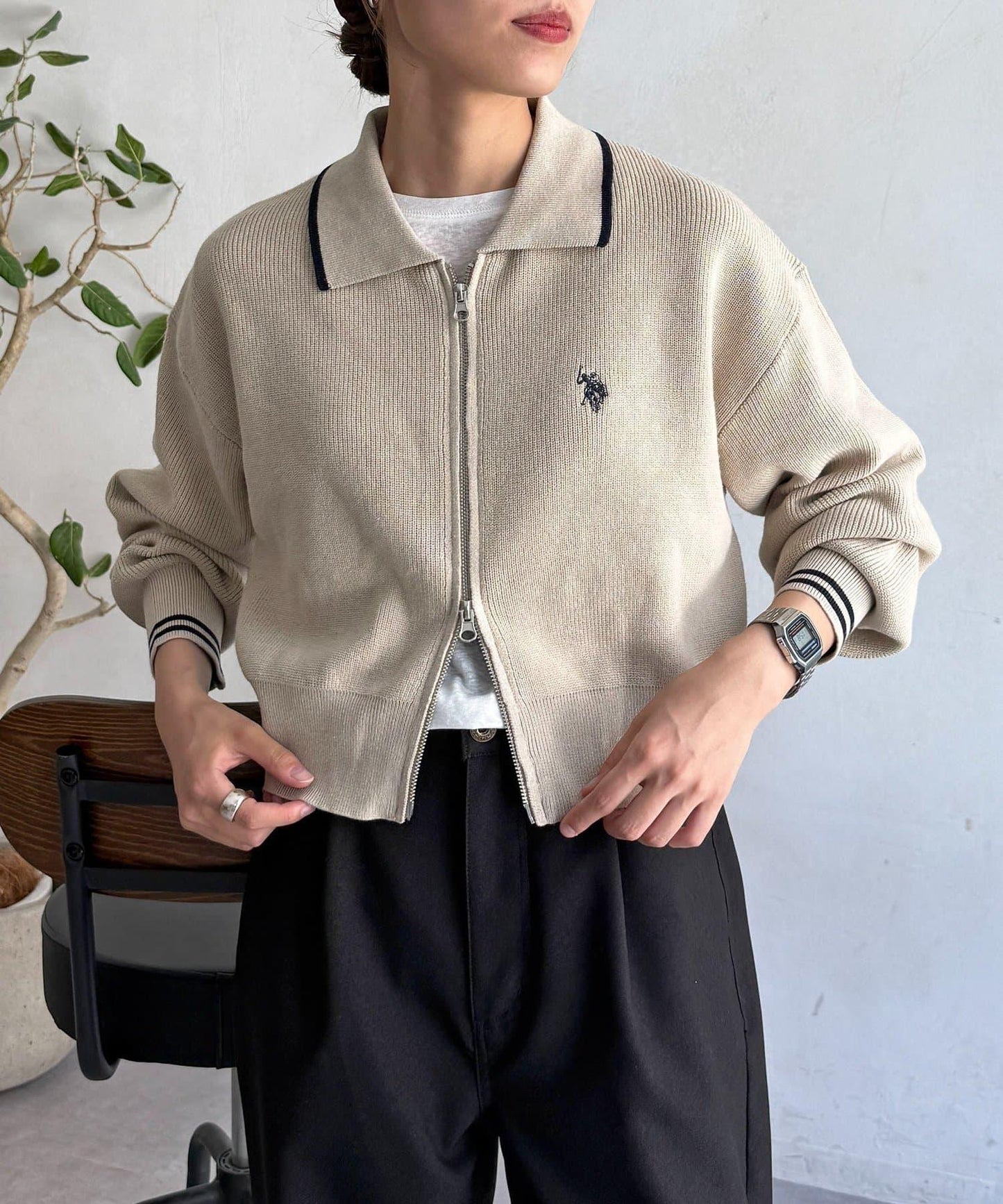 【U.S. POLO ASSN.】帶領拉鍊開衫