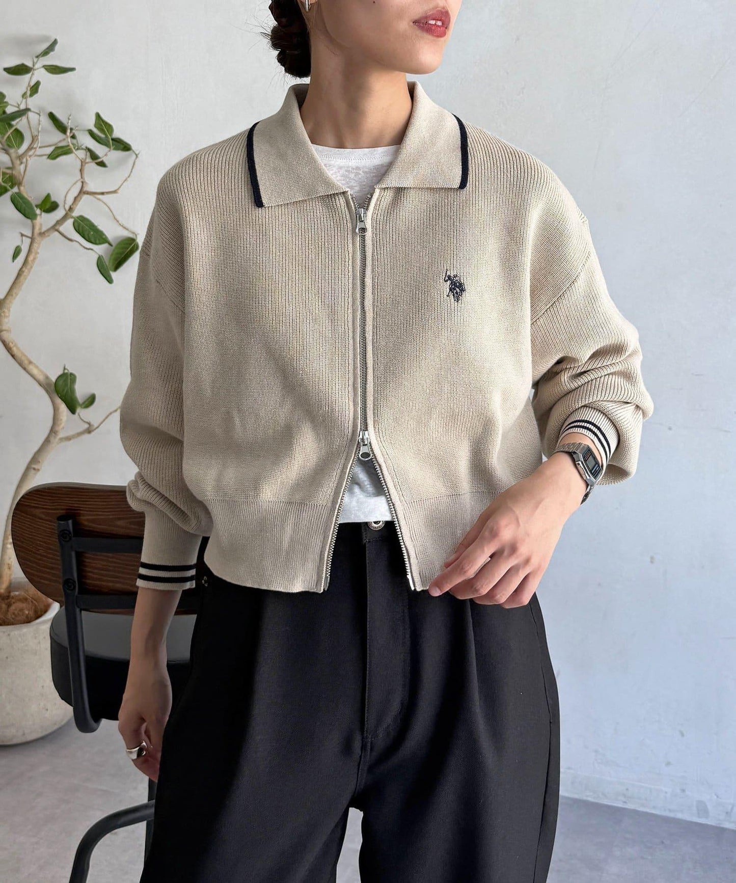 【U.S. POLO ASSN.】帶領拉鍊開衫